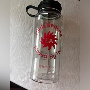 Beyond Yoga Clear Water Bottle with Red Print